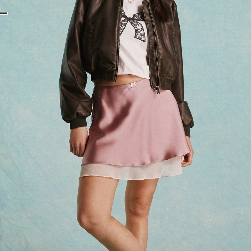 ASOS Pink Layered Satin Skirt